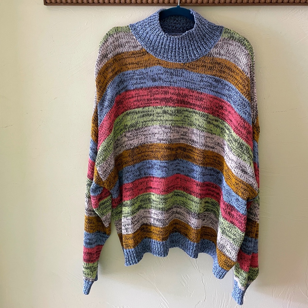 Wrangler Oversized Dropped Shoulder Multicolored Striped Knit Sweater
